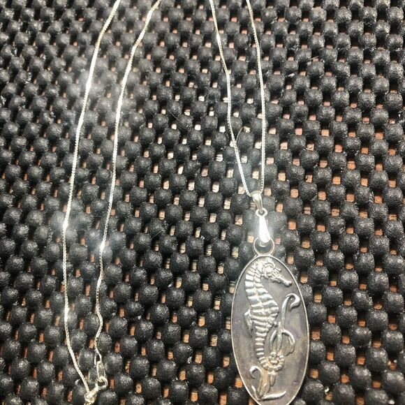 Sterling Silver Sea Horse Pendant Necklace, 18” NEW, Made in USA, Handmade - Picture 3 of 3